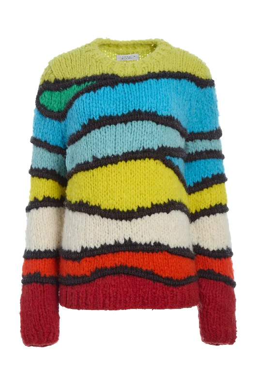 Women's Knit Sweater with Long Sleeves and V-neck -Lawrence Knit Sweater in Multi Welfat Cashmere Women's Knit Sweater with Long Sleeves and V-neck -Lawrence Knit Sweater in Multi Welfat Cashmere