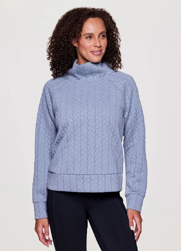 Women's Sweatshirts with Iconic Patch -Lennox Cable Cowl Neck Pullover