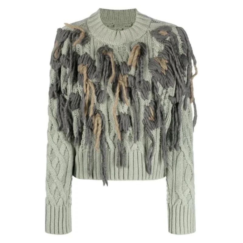 Women's Chunky Wool Pullover Sweater-Leopard Knit Pullover