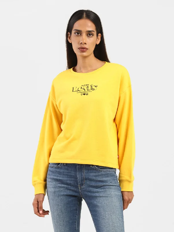 Women's Sweatshirts for Fun Weekend Activities -Women's Brand Logo Crew Neck Sweatshirt