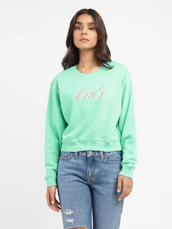 Women's Sweatshirts with Soft Feel -Women's Brand Logo Round Neck Sweatshirt