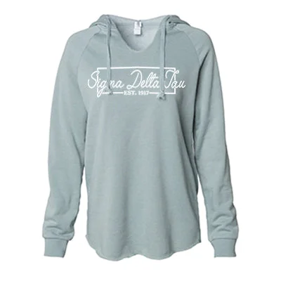 Women's Sweatshirts with Ribbed Cuffs -Sorority Lightweight Cali Wavewash Hoodie, Printed Box Design - PRM2500 - CAD Women's Sweatshirts with Ribbed Cuffs -Sorority Lightweight Cali Wavewash Hoodie, Printed Box Design - PRM2500 - CAD