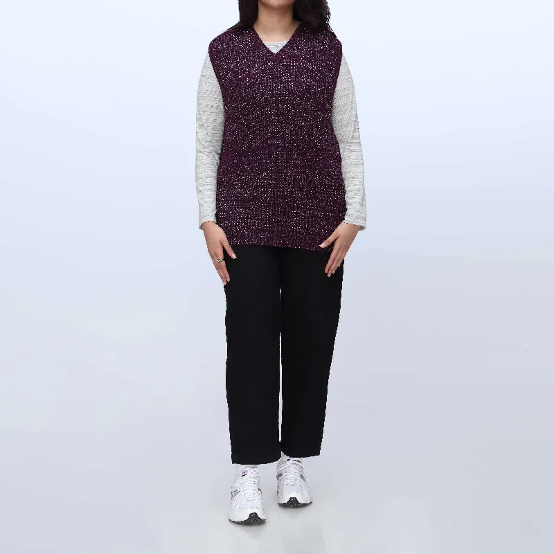 Women's Button-up Pullovers Sweater-Lilac V Neck Sleeveless Pullover Sweater PW3903