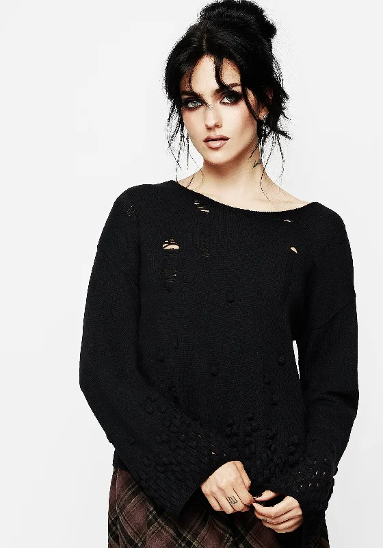 Women's Wool Cardigan-Pullover Sweater Combo-Looper Distressed Knit Jumper