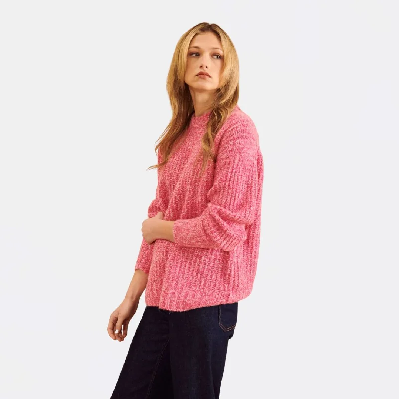 Knit Tops with Cozy Knit Stitches-Louie Sweater (Hibiscus)