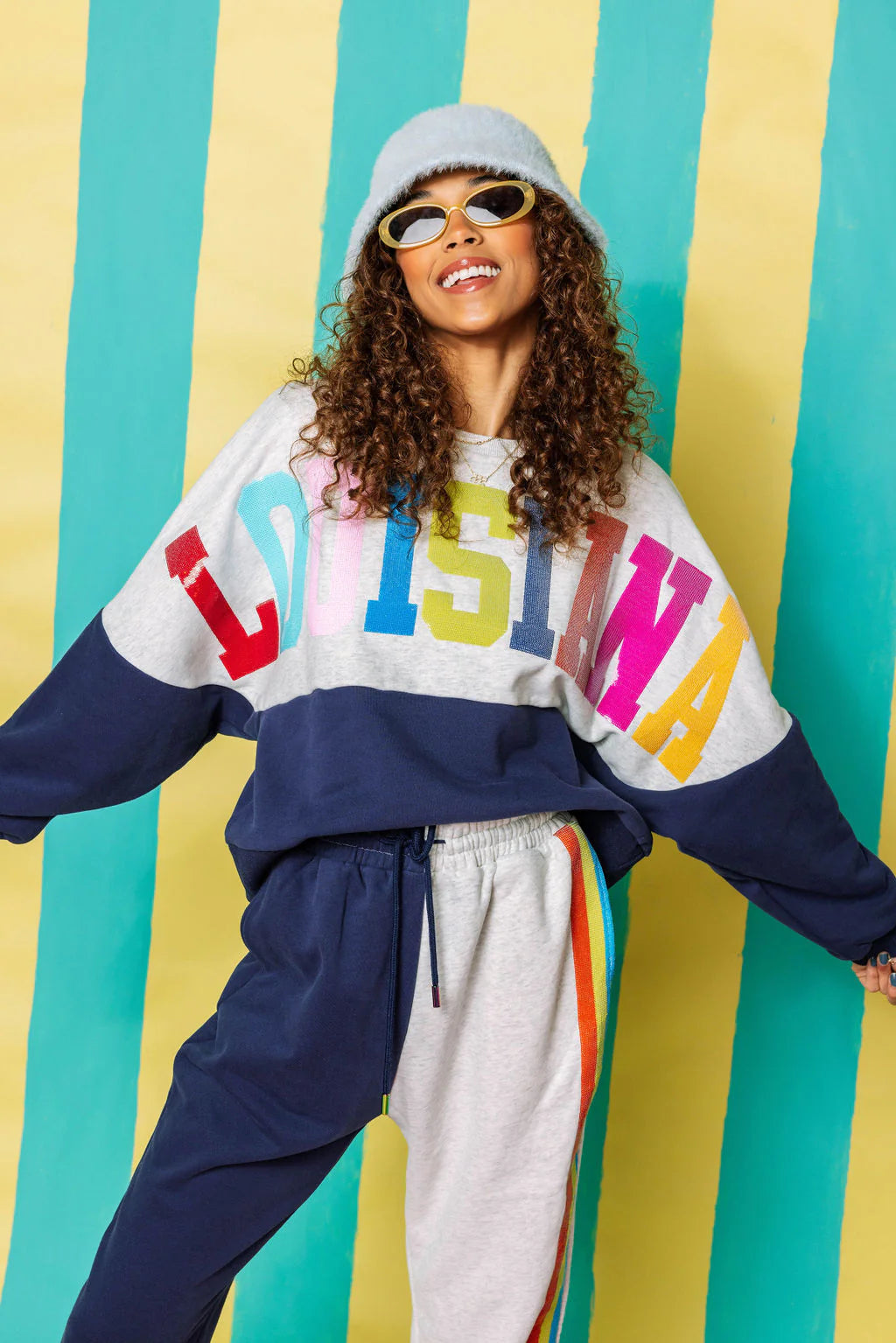 Women's Sweatshirts for Lightweight Comfort -Louisiana Multi Color QOS Colorblock Sweatshirt Women's Sweatshirts for Lightweight Comfort -Louisiana Multi Color QOS Colorblock Sweatshirt