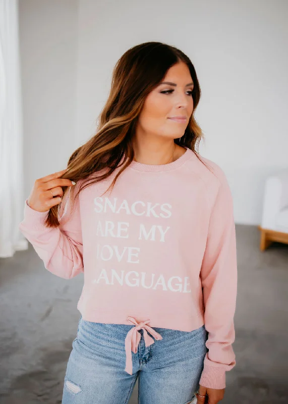 Women's Sweatshirts with Ribbed Hem -Love Language Graphic Pullover