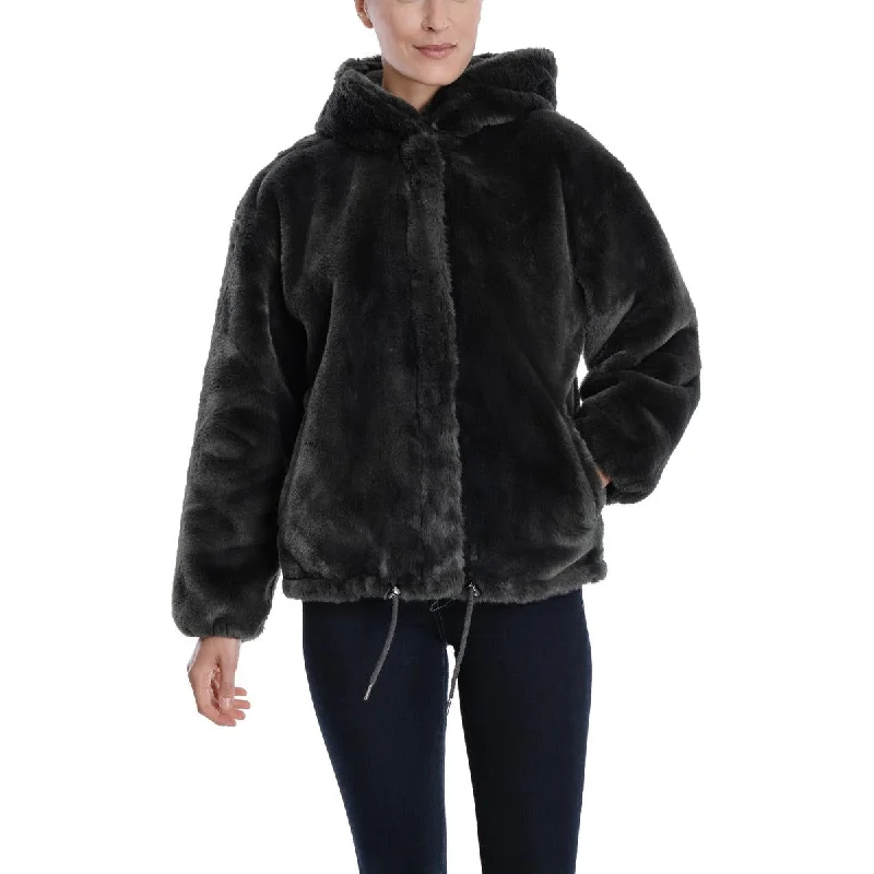 Women's Puffer Coats-Lucky Brand Women's Soft Faux Fur Hooded Jacket