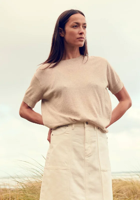 Women's V-neck Cotton Short Sleeve T-shirt -Lucy Knit Tee