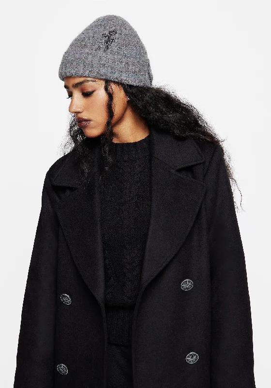 Simple Knit Tops for Everyday Wear-Mandragore Embroidered Knit Beanie