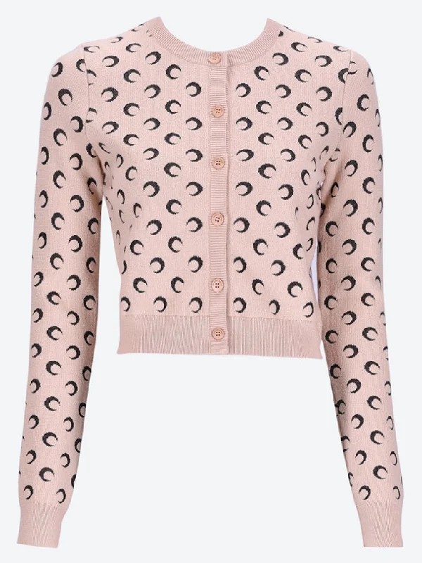 Women's Knit Sweater for Holiday Wear -Moon jacquard cardigan