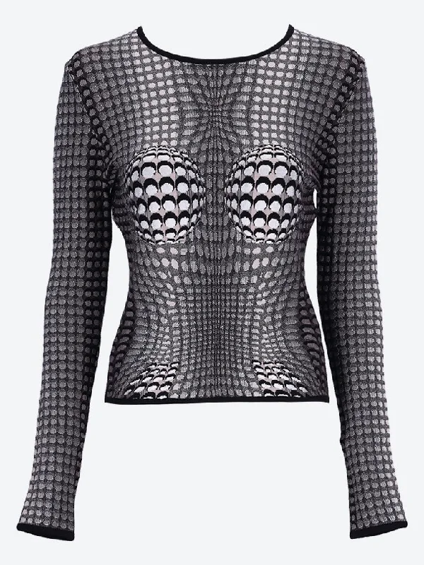 Stylish Knit Tops for Women -Moon skin jacquard knit  fitted sweater