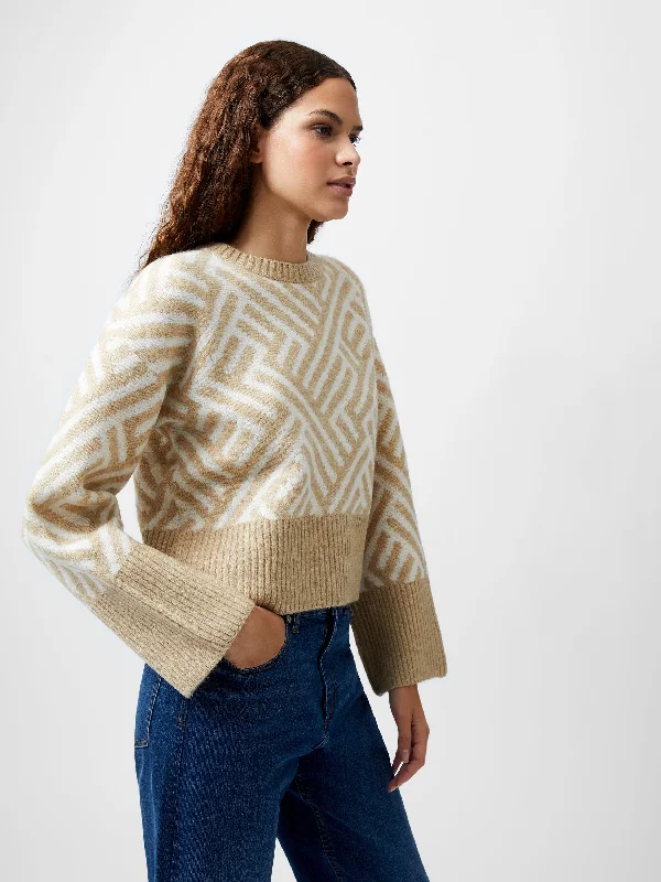 Women's Knit Sweater with Twist Front -Martina Graphic Cropped Jumper