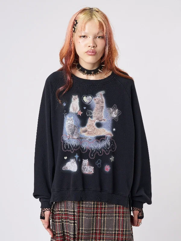 Women's Sweatshirts with Striking Colors -Meow or Never Kitty Sweatshirt