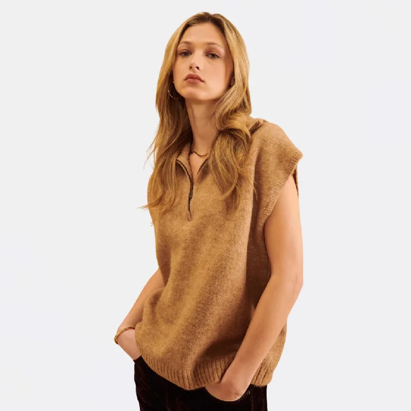 Knit Tops with Oversized Hoods-Michael Sweater (Camel)