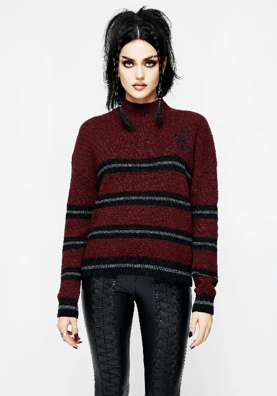 Women's Light Wool Pullovers Sweater-Mimic Striped Knit Jumper
