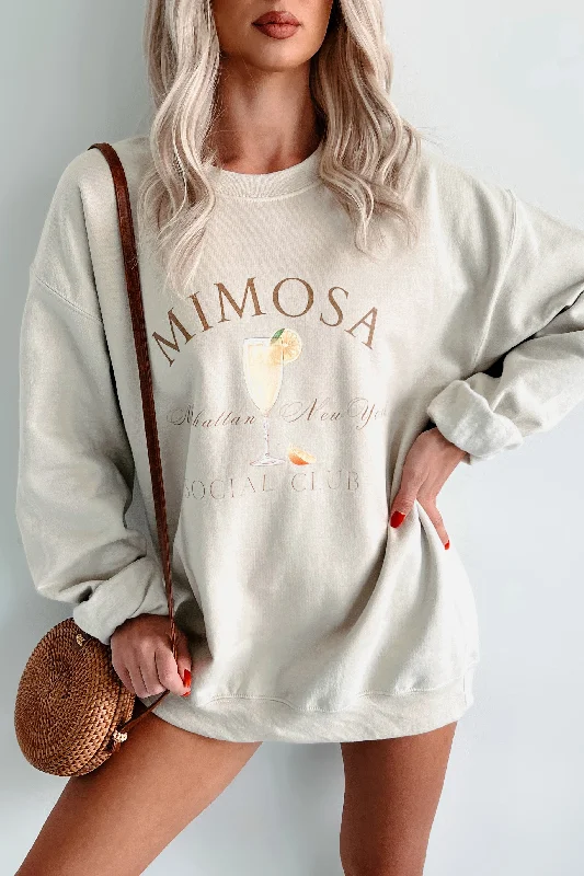 Women's Sweatshirts with Oversized Silhouette -Mimosa Mood Graphic Sweatshirt (Sand) Women's Sweatshirts with Oversized Silhouette -Mimosa Mood Graphic Sweatshirt (Sand)