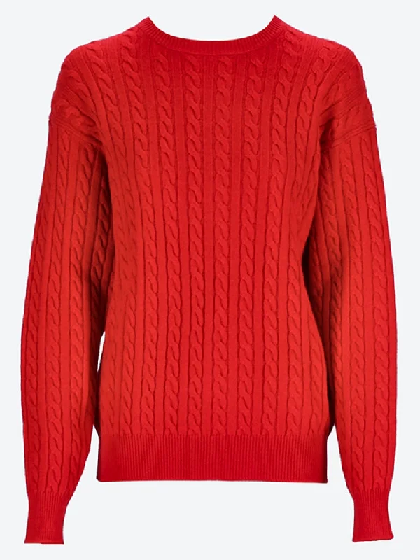 Knit Tops with Ribbed Knit Patterns-Cashmere crewneck sweater