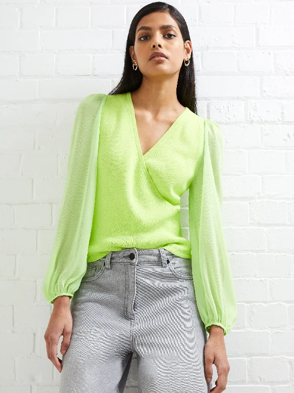 Women's Oversized Knit Sweater -Mozart Melody Mix V-Neck Jumper