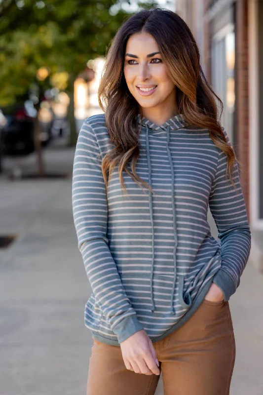 Women's Sweatshirts for Flexible Style -Muted Stripes Hoodie