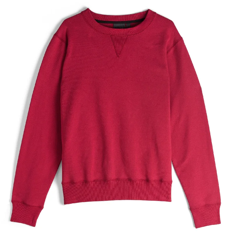 Women's Sweatshirts with Bold Solid Colors -Crewneck - Heavyweight Terry - Red