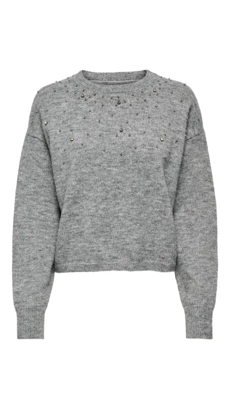 Women's Pullovers Sweater with Turtle Neck-Nami Grey Knit