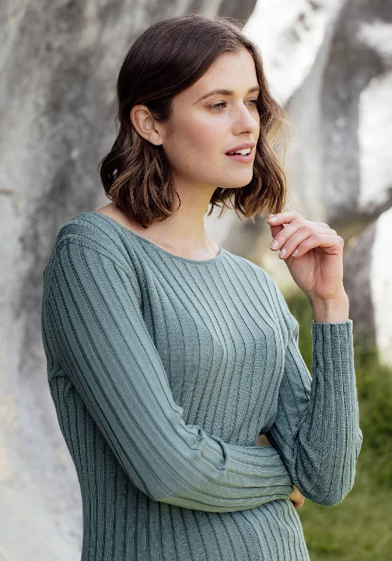 Knit Tops with Color Blocking-Nami Rib Crew