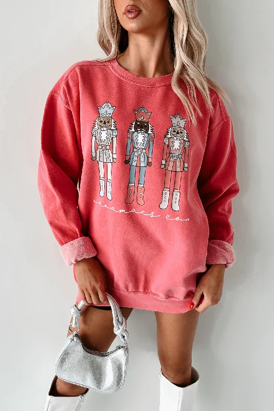 Women's Sweatshirts with Fun Patterns -"NanaMacs Co." Nutcracker Graphic Crewneck (Watermelon) - Print On Demand