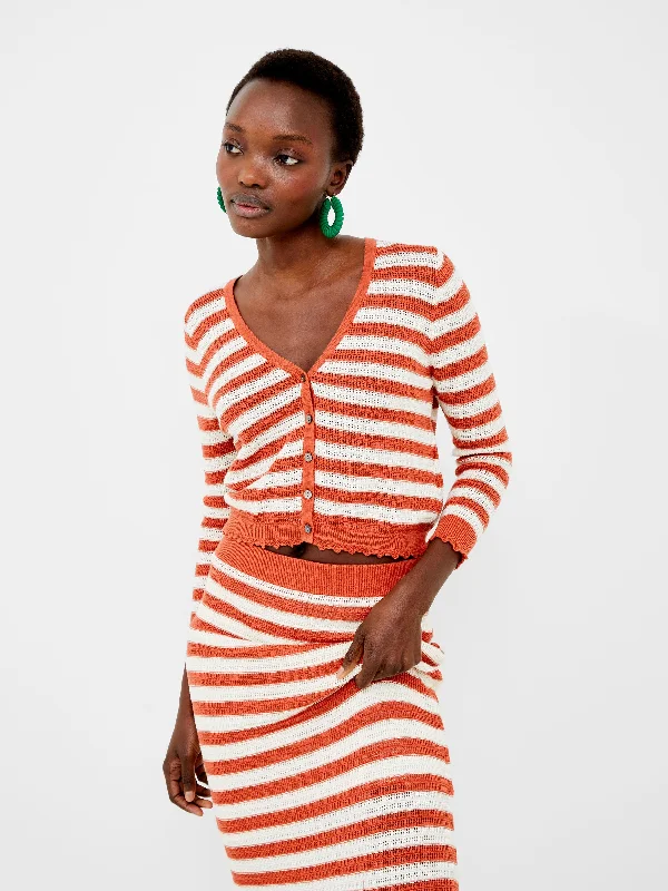 Women's Knit Sweater for Transitional Seasons -Nesta Stripe Cardigan