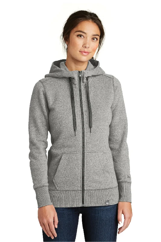 Women's Sweatshirts with Fun Themes -New Era Womens Sueded French Terry Full Zip Hooded Sweatshirt Hoodie - Light Graphite Grey Twist Women's Sweatshirts with Fun Themes -New Era Womens Sueded French Terry Full Zip Hooded Sweatshirt Hoodie - Light Graphite Grey Twist
