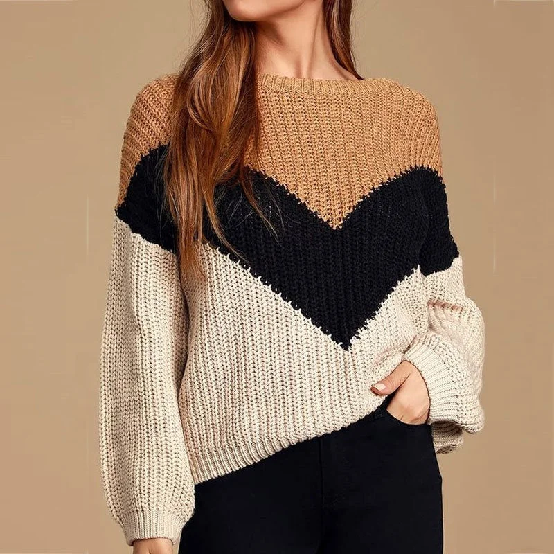 Women's Pullovers Sweater with Soft Viscose Knit-New Sweater Striped Irregular Crew Neck V Pullover Fashion Bottoming Knitted Women Women's Pullovers Sweater with Soft Viscose Knit-New Sweater Striped Irregular Crew Neck V Pullover Fashion Bottoming Knitted Women