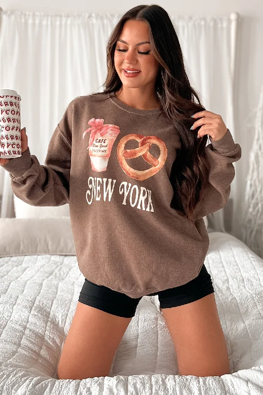 Women's Sweatshirts for Fall and Winter -New York Necessities Graphic Sweatshirt (Coffee) Women's Sweatshirts for Fall and Winter -New York Necessities Graphic Sweatshirt (Coffee)