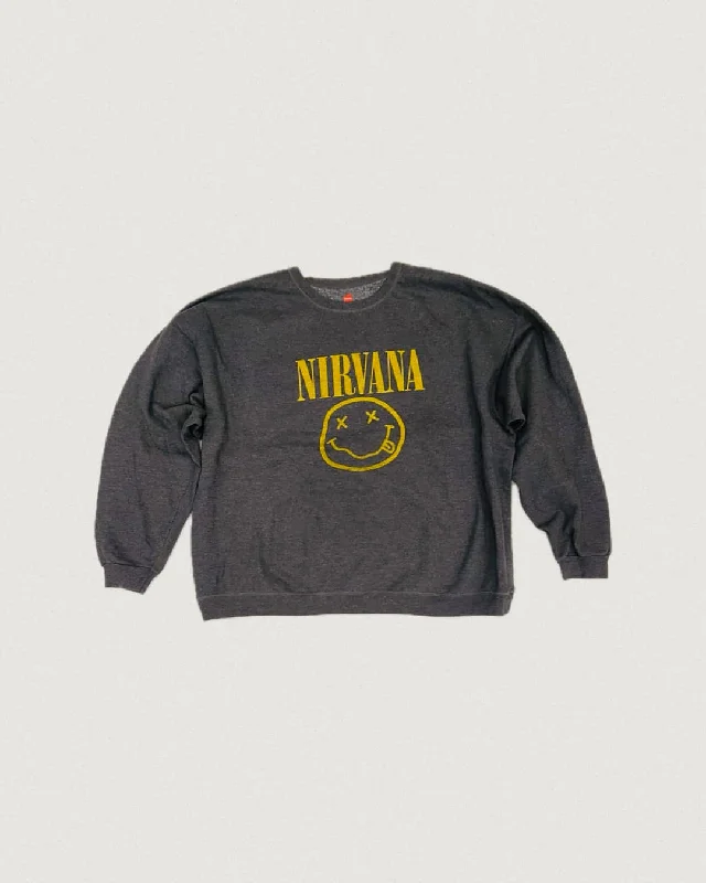 Women's Sweatshirts for Layering in Winter -Nirvana Smile Sweatshirt Sz XL