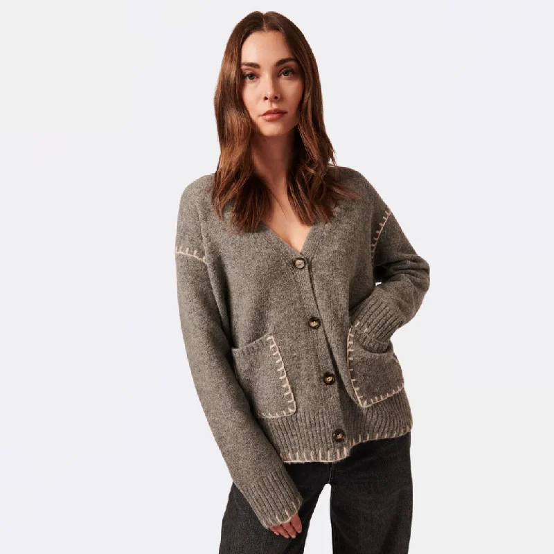 Knit Tops for Layering Under Jackets-Noelle Cardigan (Smoky Quartz)