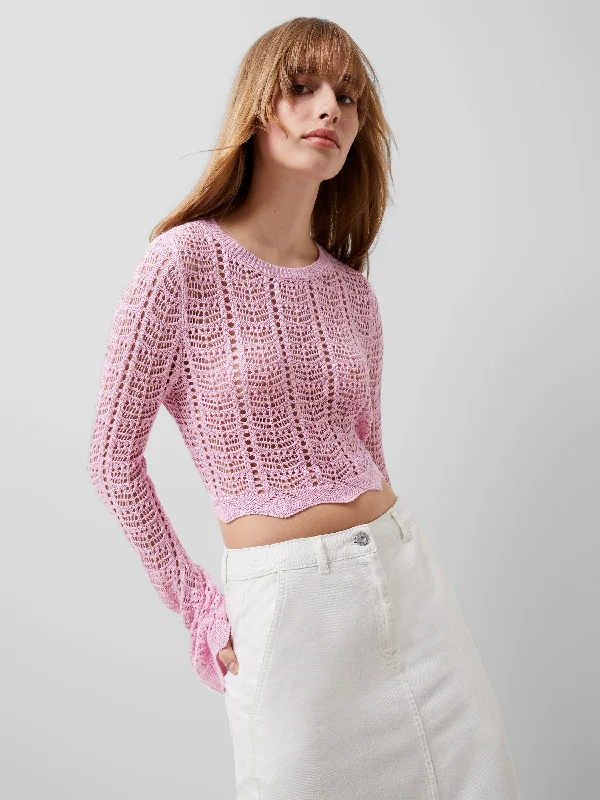 Knit Tops for Winter-Nolan Open Back Crochet Jumper