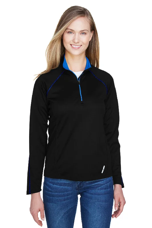 Women's Sweatshirts with Comfortable Design for Easy Wear -North End Womens Radar Performance Moisture Wicking 1/4 Zip Sweatshirt - Black/True Royal Blue Women's Sweatshirts with Comfortable Design for Easy Wear -North End Womens Radar Performance Moisture Wicking 1/4 Zip Sweatshirt - Black/True Royal Blue