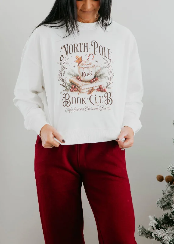 Women's Sweatshirts for Commuting in Comfort -North Pole Book Club Graphic Crew