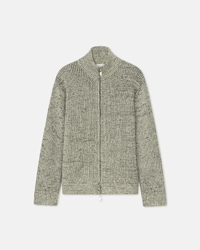 Knit Tops for Transitional Weather-Sonni - Cashmere-Blend Mouline Cardigan - Black/ Moon Mouline