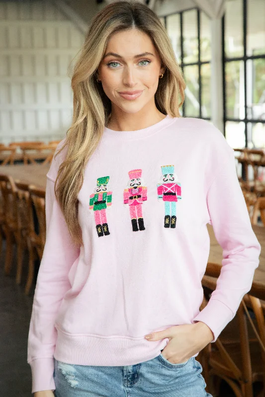Women's Sweatshirts with Trendy Colors -Nutcracker Graphic Sweatshirt, Blush