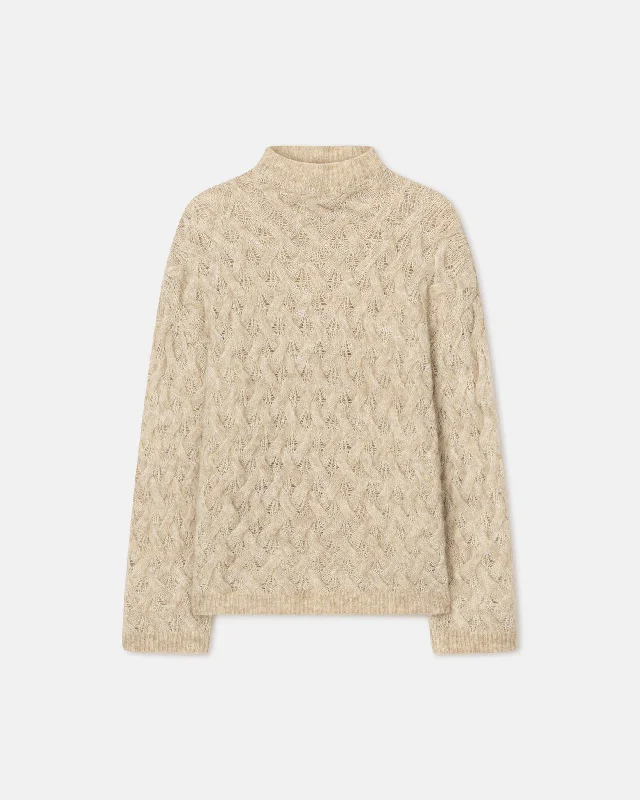 Knit Tops for Versatile Outfits-Nifir - Alpaca Sweater - Creme