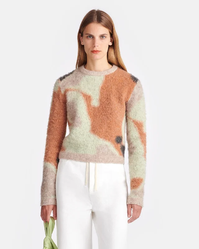 Knit Tops with Faux Fur Collar-Fanni - Brushed-Alpaca Sweater - Smudged Graffiti