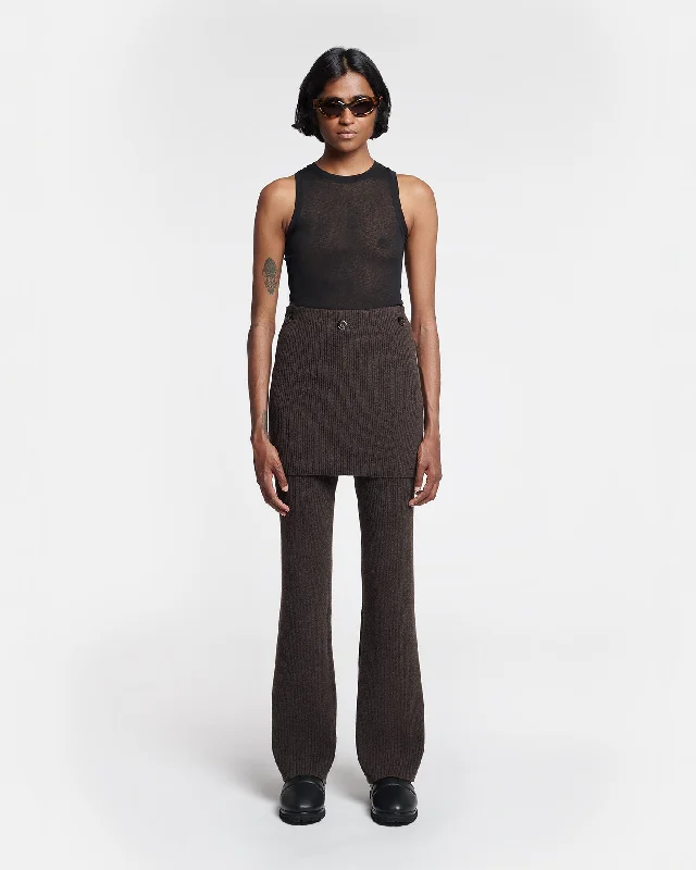 Knit Tops for Dinner Dates-Basy - Compact Merino Wool Pants - Coffee