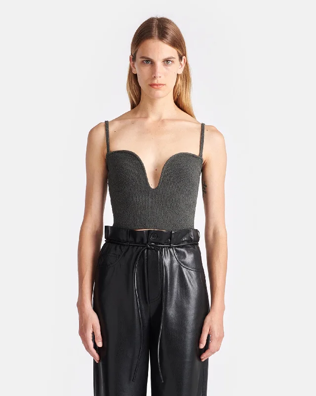 Knit Tops with Cutout Details-Zue - Terry-Knit Top - Graphite