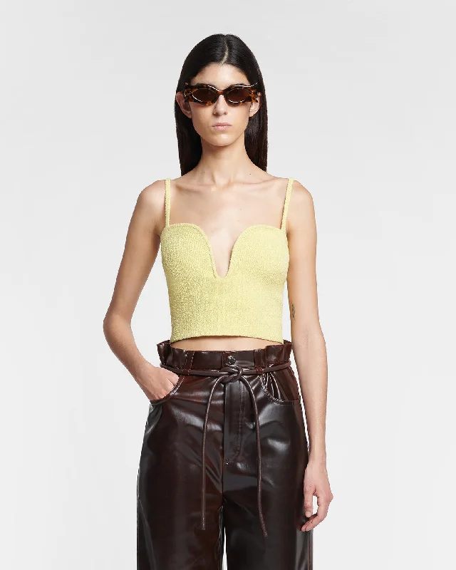 Knit Tops for Relaxed Looks-Zue - Terry-Knit Top - Pastel Yellow