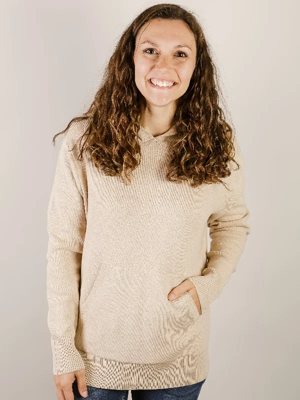 Women's Sweatshirts for Gym Style -Oatmeal Oversized Hooded Sweater