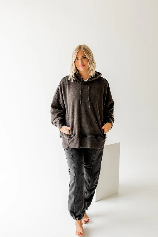 Women's Sweatshirts with Color-Pop Accents -Sprint To The Finish Logo Hoodie | Black Combo Women's Sweatshirts with Color-Pop Accents -Sprint To The Finish Logo Hoodie | Black Combo