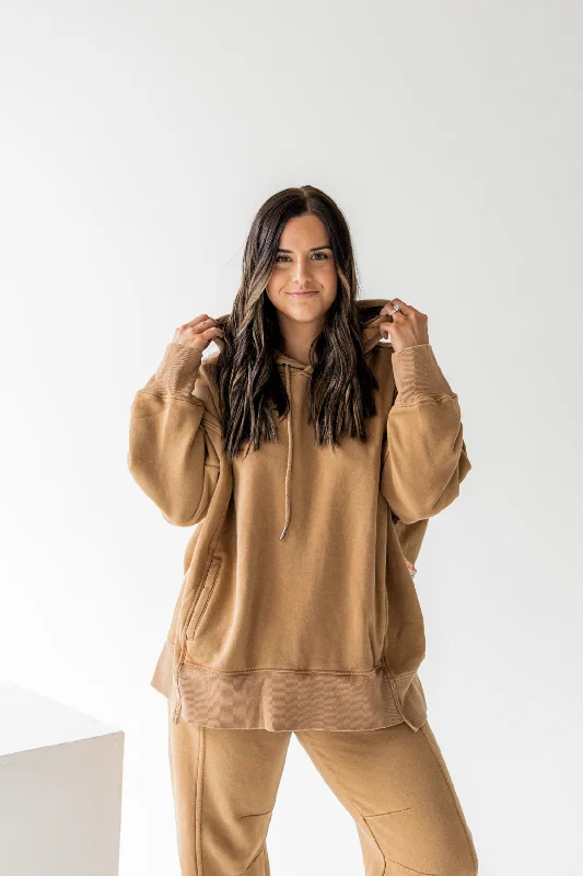Women's Sweatshirts for Yoga and Pilates -Sprint To The Finish Hoodie | Camel