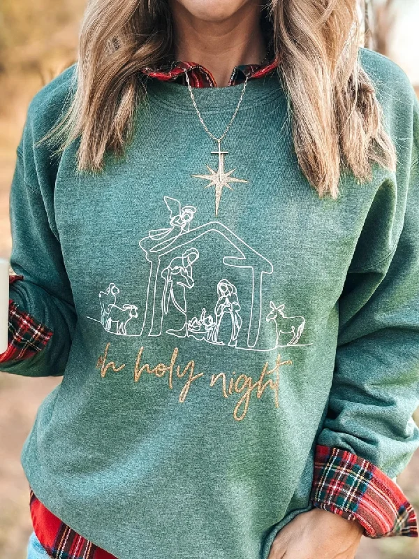 Women's Sweatshirts for Weekend Relaxation -Oh Holy Night Graphic Sweatshirt