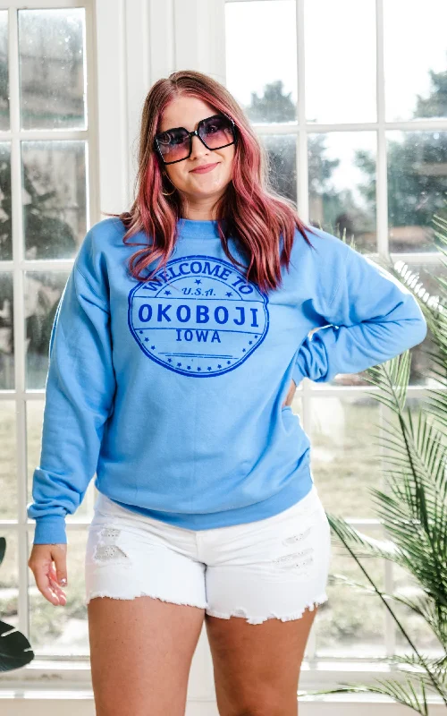 Women's Sweatshirts for Warming Up Before Exercise -Okoboji Sweatshirt - Blue**