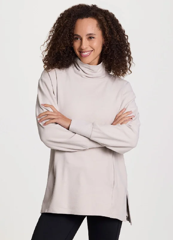 Women's Sweatshirts for Quick Workouts -Oliver Relaxed Mock Neck Tunic